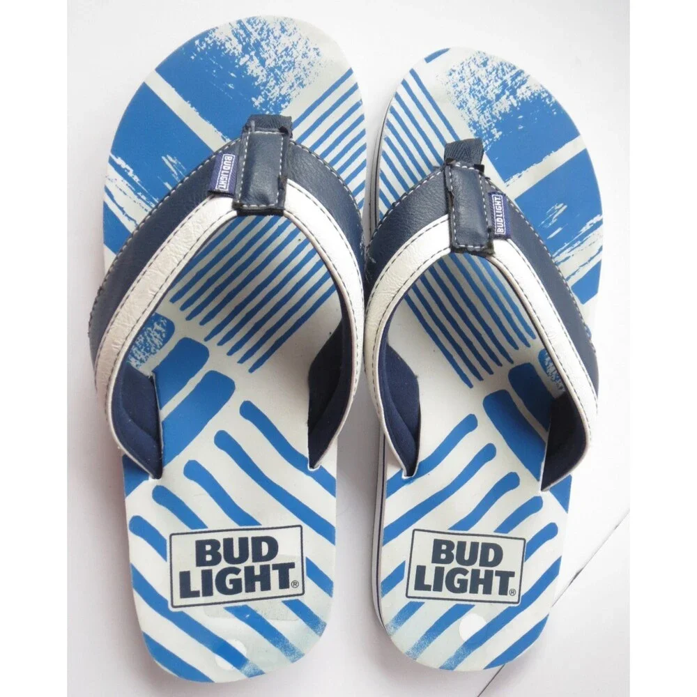 Mens Bud Light Flip Sandals Flop‎ Size 7 Bottle Opener in Sole
